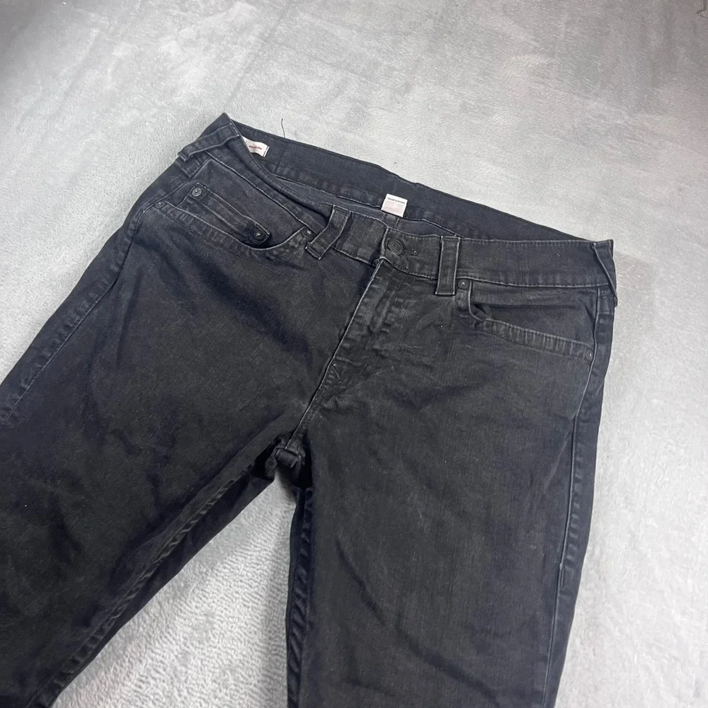 True Religion Geno Relaxed Slim Black Denim Jeans Mens Size 38